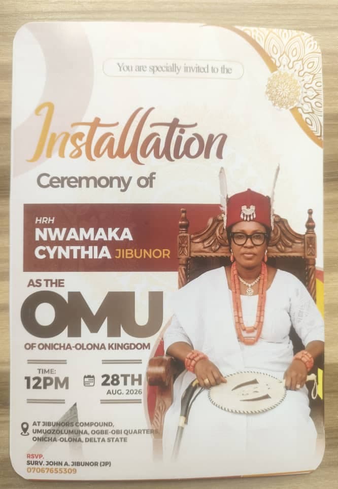 Onicha-Olona to Install Nwamaka Jibunoh as the New Omu of the Community